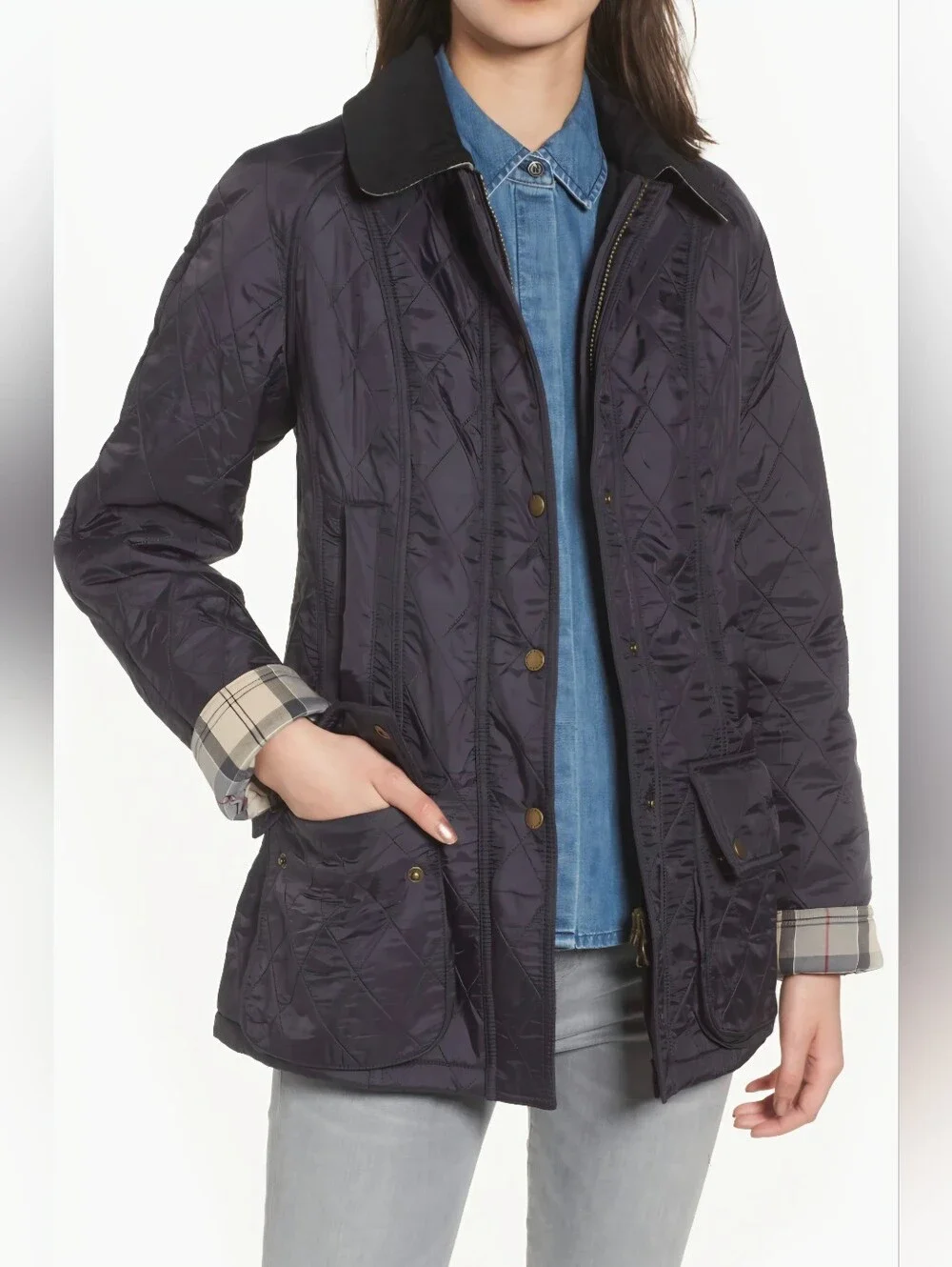 Barbour Beadnell Polarquilt Jacket in Navy sz 6